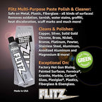Flitz Multi-Purpose Metal Polish Paste - 5.29oz Tube of USA-Made Chrome Polish - Works on Stainless Steel, Aluminum, Plastic, Jewelry and Cars - Non-Abrasive Cleaner & Rust Remover (10 Pack)