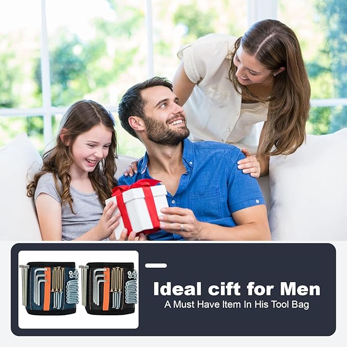 2 Pack Magnetic Wristband for Tools – Lightweight Tool Belt & Portable Magnet Wristband for Holding Screws, Nails, Drilling Bits – Best Tool Gifts for Dad, Husband, Grandpa, & Handyman