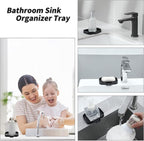 Silicone Bathroom Soap Dishes with Drain Spout-Bathroom and Kitchen Sink Organizer,Sponge Holder,Dish Soap Tray,Perfect for Dispenser,Scrubber,Bottle,Cup on Sink or Counter-Black 4.9"×3.2"