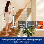 Wet Dry Vacuum Mop, 180°Lay-Flat Cordless Vacuum Mop All in One, Floor Cleaner Machine, 45 Minutes Long Runtime Electric Mop, 158℉ Self-Cleaning, Edge Cleaning, Self-Propelled Vacuum Mop Combo