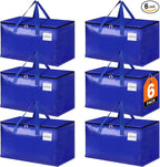 StorageRight Moving Bags-Heavy Duty Moving Boxes, Storage Totes with Zipper, Reinforced Handles and Tag Pocket-Collapsible Moving Supplies for moving, Storage and Travel 93L(Blue-6 Pack)