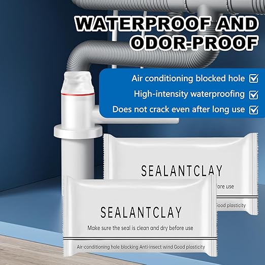 Waterproof Sealant Mastic,Repair Sealing Clay,Quick Mending Mud for Drain Connection,for Holes and Gaps Wall Filler,Air Conditioning Hole Waterproof Seal Putty(6pcs)