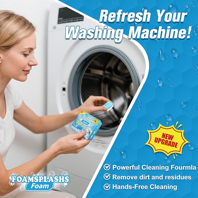 Washing Machine Cleaner, Washing Machine Cleaning Tablets, HE Front Load & Top Load Washers, Clean Inside Drum and Laundry Tub Seal, 6 Count (1, Blue) (1, Blue)