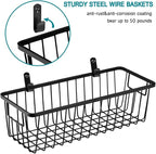 SheeChung Farmhouse Metal Wire Bin Basket with Wall Mount - Small, 4 Pack - Portable Hanging Wall Basket, Rustic Home Storage Organizer for Cabinets, Pantry, Closets, Bathroom, Kitchen,Bedroom(Black)