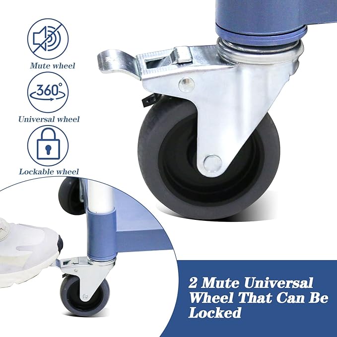 AQNIEGEP Utility Cart with Wheels, 510lbs Heavy-Duty Food Kitchen Cart & Rolling Service Cart for Restaurant Commercial Office, Lockable Wheels & Tool-Free Assembly, 3-Tier, Grey