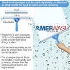 Window Squeegee Washing Kit for Shower Glass Door, Mirror and Window Cleaning, Extra 14'' Wide Squeegee and 2 Microfiber Scrubbers Included (Extension Pole not Included)