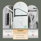 NEWRAIN Folding Clothes Hanger Rack, Wall Mounted Laundry Racks for Drying Clothes,Swing Clothing Hanging System Drying Closet Storage Organizer Black