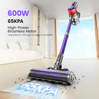 Cordless Vacuum Cleaner,600W 65KPA Dual Motor Vacuum for Home with AI Auto Suction,70Min Runtime,Stick Vacuums with Self-Standing Design,LED Headlights for Carpet,Hardwood Floors,Pet Hair,Tile