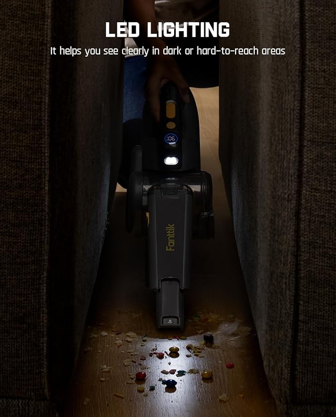 Fanttik Fold V10 Ultra Deluxe Handheld Vacuum Cordless, 17kPa Suction Power, Charging Base, Pivot Nozzle, Up to 35 Mins Runtime, Smart LED Display, Cordless Dustbuster Vacuum for Home, Car