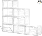 Closet Organizers and Storage, Acrylic Clear Plastic Storage Bins with Magnetic Door, 8 Pack Storage Containers for Clothes Home Organization Purse Bag Cabinet Display Closet Organizer System