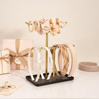 Headband Holder Organizer, 2-Tier T-bar Storage Stand with Tray for Hair Accessories Hairband Hair Clip, for Girls Women, Gold & Black
