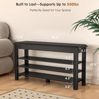 Shoe Rack Bench Seat Rubberwood 3-Tier Wooden Storage Bench 550lbs Compact Mid-Century Modern Design for Entryway, Hallway, Closet, Front Door Entrance, Foyer