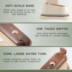 Portable Clothing Steamer, 800W 2-In-1 Iron & Clothes Steamer,A 30S Fast Preheating High-Power Clothing Wrinkle Remover That Is Not Picky About Fabrics and Suitable for Both Home & Travel (Beige)