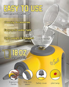 Handheld Steam Cleaner with Safety Lock, 500mL Large Tank & 19PCS Accessories - Multi-Surface Deep Cleaning for Kitchen, Bathroom, Car, Sofa - Removes Stubborn Grime, Sanitizes Surfaces (Yellow)