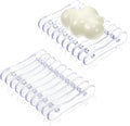 2 Pieces Plastic Bar Soap Holder Soap Tray Soap Saver Bar Dish Self Draining Soap Dishes for Soap Sponge Dryer Bathroom Toilet Shower Kitchen Restaurant Counter (Clear)