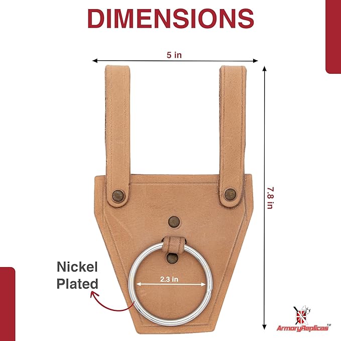 Armory Replicas - Ring Leather Universal O-Ring Medieval Style Axe Holder Belt Frog - Hand Crafted Genuine Leather Costume Weapon Holster Holder