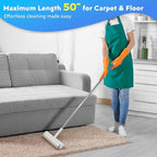 9.49'' Large Lint Rollers for Carpet and Floor, Extra Sticky Giant Rollers with 50'' Long Handle for Carpets, Couch, Floor, Clothing, and Pet Hair Cleaning(1 Pack Floor Roller)