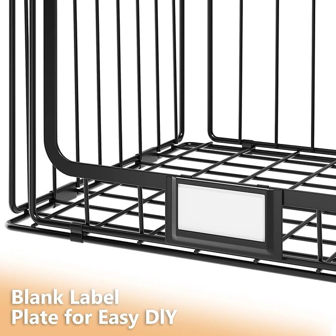 4-Tier Hanging Laundry Room Organizer with Label Cards,Foldable Wire Shelf Basket with 4 Rotating Hooks,Stacked Laundry Basket Organizer,Storage Rack for Laundry Rooms,Closet and Pantry-Black