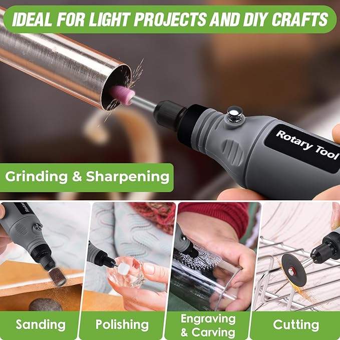 Mini Cordless Rotary Tool, 5-Speed 3.7V USB Rechargeable Rotary Tool Kit with 68 Accessories – Multi-Purpose Power Tool for Sanding, Polishing, Drilling, Engraving, DIY Crafts & Home Projects