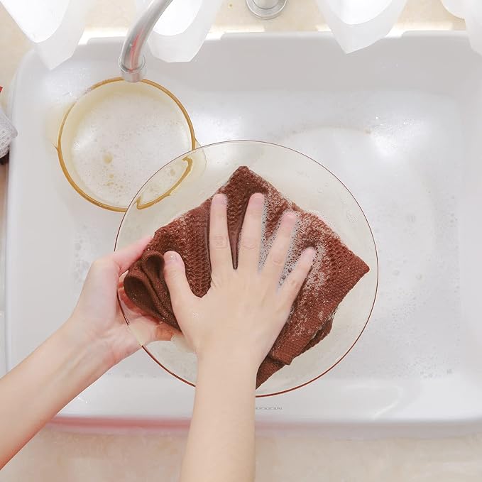 Homaxy 100% Cotton Waffle Weave Kitchen Dish Cloths, Ultra Soft Absorbent Quick Drying Dish Towels, 12 x 12 Inches, 8-Pack, Rust