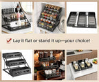Bokelai Spice Rack 3 Tier Foldable Seasoning Organizer Jars Storage Holder Step Shelf for Cabinet Kitchen Countertop Pantry Coffee Bar Black