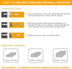 KURUI Wall Hanging Kit for Wall Art Decor Frame Curtain Rods, 140Pcs Heavy Duty Drywall Anchors Substitute Picture Hanging Nails, 70 Dry Wall Anchor and 70 8 x 1-1/4'' Screws, 75Lb Picture Hangers