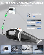 BRL Handheld Vacuum Cordless Car Vacuum Cleaner Rechargeable with LED, Hand Vacuum Lightweight, High Power Suction, Hand Held Vacuum Washable Filter and Multi-Nozzles for Car, Home Office, Pets