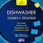 Glisten Dishwasher Cleaner and Freshener Deodorizer, Cleans and Freshens During Wash Cycle, Made in the USA, Lemon Scent, 9 Tablets