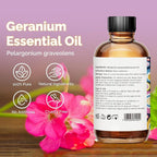 Geranium Essential Oil 4 Oz, 100% Pure Geranium Oil for Diffuser, Skin, Hair, Face, Soap & Candle Making, Aromatherapy & Massage