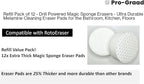 Refill Pack of 12 Drill Powered 3.5” Magic Sponge Erasers | Compatible with RotoEraser | 25% Thicker Ultra Durable Melamine Cleaning Eraser Pads for Bathroom Kitchen Floors | Round 3.5" x 1.25" Thick
