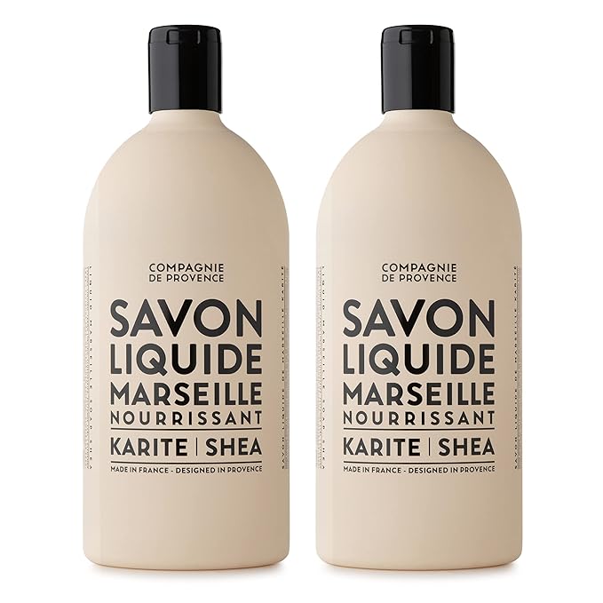 Compagnie de Provence Savon de Marseille Nourishing Liquid Soap, Karite (Shea Butter), Two 33.8 Fl Oz Refills