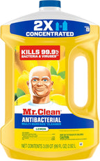 Mr. Clean Antibacterial All Purpose Cleaner, Floor Cleaner for Mopping Home, Bathroom, & Kitchen, Cleaning Liquid for Mop & Bucket, Cleaning Supplies, Multi-Surface Dilutable, Lemon, 99oz