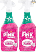 The Pink Stuff Miracle Daily Shower & Shine Spray – 30oz Bathroom Cleaner for Glass,Tile,Mirrors & Chrome – Prevents Soap Scum-& Watermarks-– No Rinse Spray-& Leave Formula,(Pack of 2)