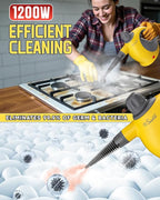 Handheld Steam Cleaner with Safety Lock, 500mL Large Tank & 19PCS Accessories - Multi-Surface Deep Cleaning for Kitchen, Bathroom, Car, Sofa - Removes Stubborn Grime, Sanitizes Surfaces (Yellow)