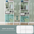 M MZG 1000 lbs 4-Shelf Adjustable Heavy Duty Steel Wire Rack, Adjustable Storage Shelving Unit with Wheel for Kitchen, Garage, Laundry White 11.8" D x 17.7" W x 40.8" H