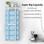 STWWO Wall Towel Rack for Rolled Towels, Towel Storage for Small Bathroom Can Holds 6 Large Towels, 30 inch Towel Racks with Shelf, White