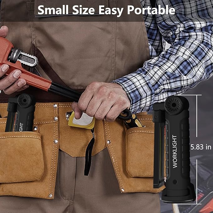 Working Light Portable, Rechargeable Work Lights with Magnetic Base Hanging Hook,360° Rotate 5 Modes,COB LED 800 Lumens Foldable Inspection Light for Car Repair, Grill and Outdoor Use(4pack)