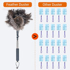 Luxury Black Curved Feather Duster, Extendable Ostrich Feather Cleaning Tool for High Ceilings, Furniture, Blinds, Walls, Soft Fluffy Long Handle Dusting(A13-Black)