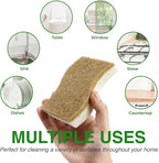 Natural Sponges Kitchen - 6 X-Large Biodegradable Non-Scratch Dish Scrubber, Multipurpose Compostable Sponges for Dishes, Cleaning Scrub Sponge Brush for Dishwashing