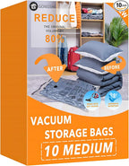 GONGSHI Vacuum Storage Bags, Space Saver Seal Bags For Clothing, Blankets, Comforters, Pillows, Clothes Storage,Travel Luggage.10 M