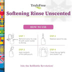 Fabric Softening Conditioner for Clothes| Safe for Babies & Kids with Sensitive Skin | Plant-Based | Includes 4 Refills | Unscented Rinse(200 Loads)