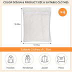4-Piece White Large Durable Organic Cotton Mesh Laundry Bags with Sturdy Zippers and Breathable Mesh are Delicate Laundry Bags for Underwear, Clothes, Pants and Socks