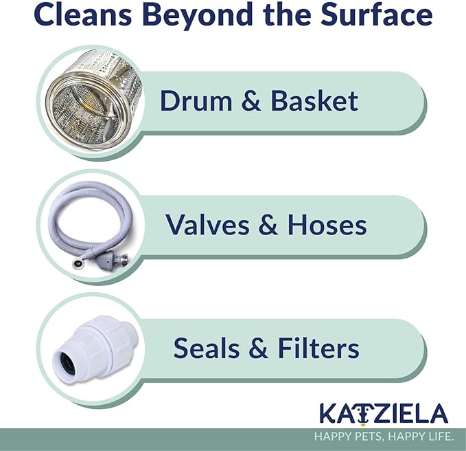 Katziela Washing Machine Cleaner Tablets Laundry Machine Cleaner & Pet Odor Remover Deep Cleaning Tablets for Front and Top Load Washers