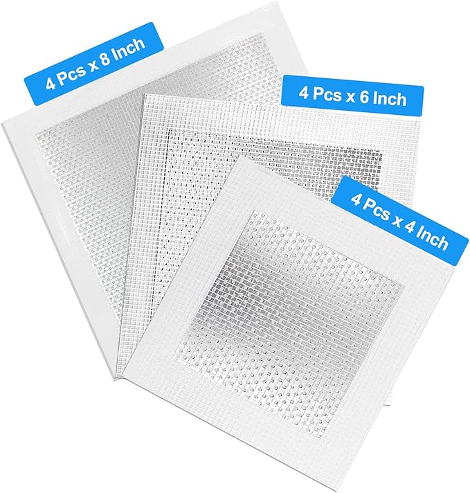 12pcs Drywall Repair Patch, 4/6/8 Inch Drywall Patch Mesh Wall Patch, Screen Patch Repair Self Adhesive Aluminum Wall Repair Patch Kit