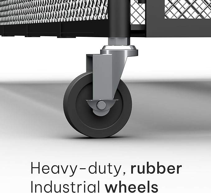 Under Bed Storage with Wheels – XXL 65L Metal Frame Rolling Bin & Shoe Organizer, Large Container 31.5"x23.6" – Ideal for Toys, Bedding & Clothes (pack of 2)