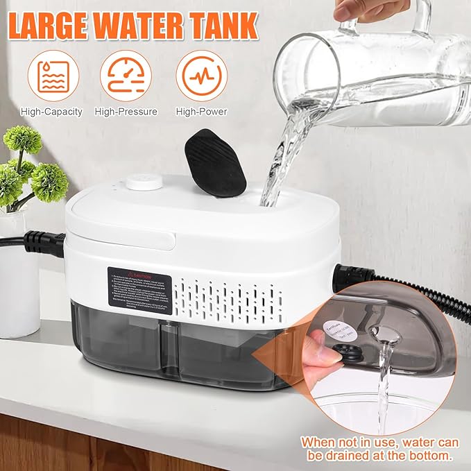 2500W High Pressure Steam Cleaner with One-Button Adjustment, 15 in 1 Handheld Steam Cleaner for Home, Multi-Purpose Portable Steamer for Car Detailing/Grout/Floor/Tile Dirt Remover Cleaning Tool