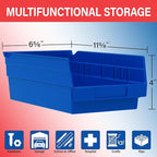 Akro-Mils 30130 Plastic Shelf Bins, Heavy Duty Storage Bins for Garage, Closet, and Drawer Organization, 12" x 6-1/2" x 4", Clear, 12-Pack
