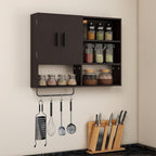 Wooden Bathroom Organizers, Over The Toilet Storage Cabinet with 2 Doors, Adjustable Shelves & Towel Bar, Wall Mounted Medicine Cabinet for Kitchen & Laundry, Espresso