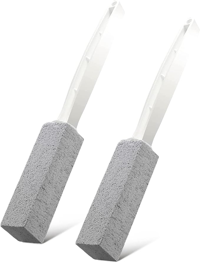 2 Pack Toilet Cleaner Hard Water Build up Remover with Ergonomic Handle, Toilet Bowl Stain Ring Remover, Pumice Cleaning Stone with Handle for Kitchen/Bathroom/Pool/Household Cleaning