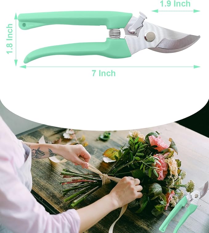 Pruning Shears for Gardening, 1 Pack Garden Scissors for Cutting Fresh Flowers, Floral Clippers for Plants, Fruits (Green)